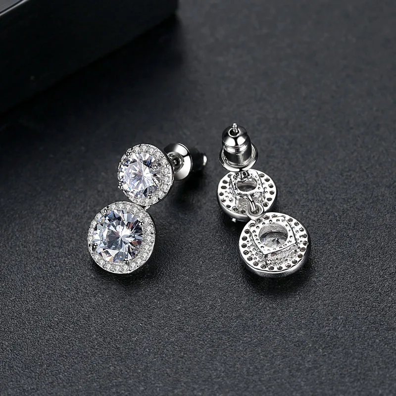 Женские серебряные серьги-гвоздики SLBRIDAL свадебные серьги класса ААА с фианитом
