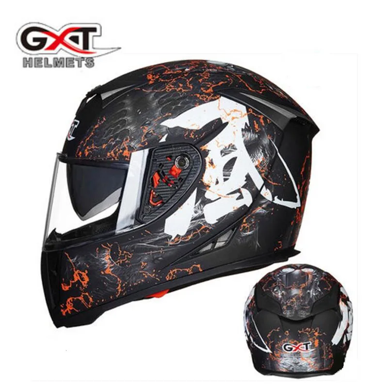 Мотоциклетный шлем GXT на все лицо мотоциклетные шлемы с двойными линзами из АБС