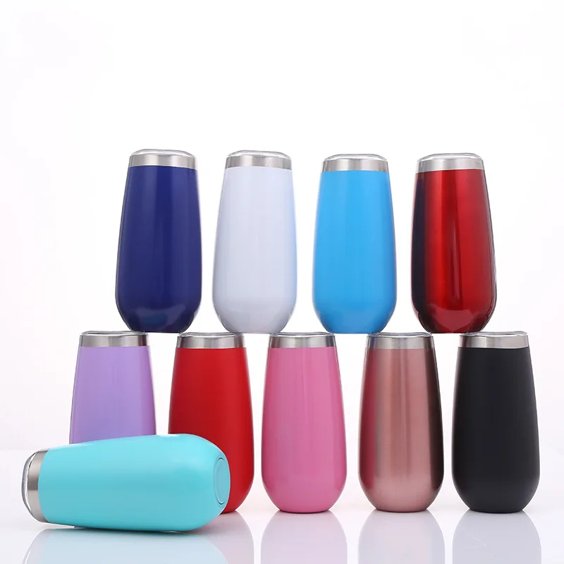50 pcs Custom Swig 6oz Stemless Flute Personalized Insulated Champagne Rose Gold Tumbler Thermos Vacuum Flask | Дом и сад
