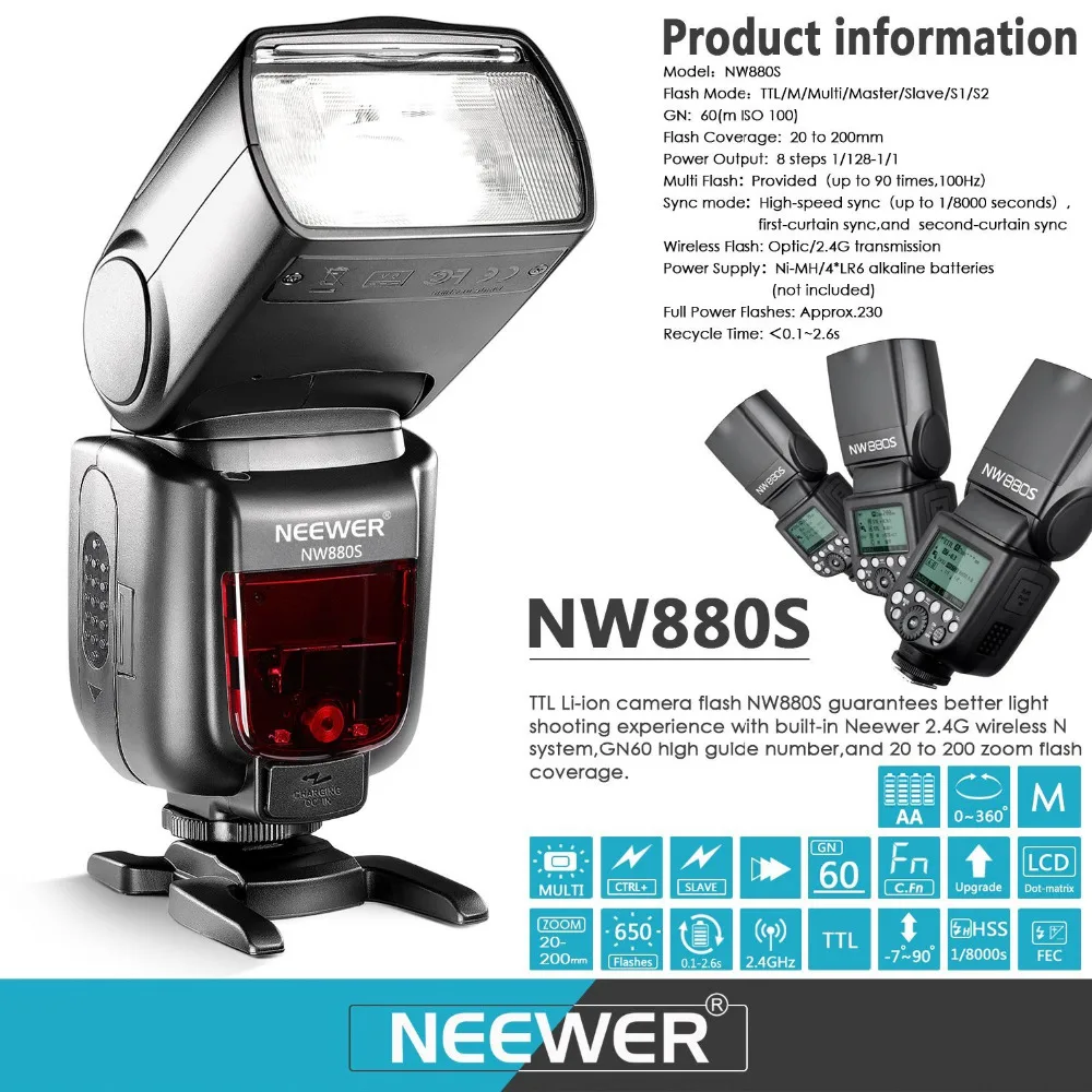 Беспроводная вспышка Neewer HSS 1/8000s 2 4G TTL GN60 для Sony a9 a7III a7RIII a7RII a7SII a7 a7R a7S|flash for sony|ttl