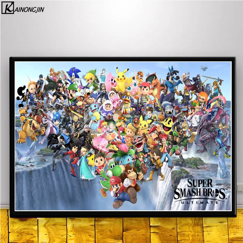 010 Постеры и принты Super Smash Bros Ultimate Аниме Арт плакат Настенная картина холст живопись украшение дома комнаты - Цвет: 010