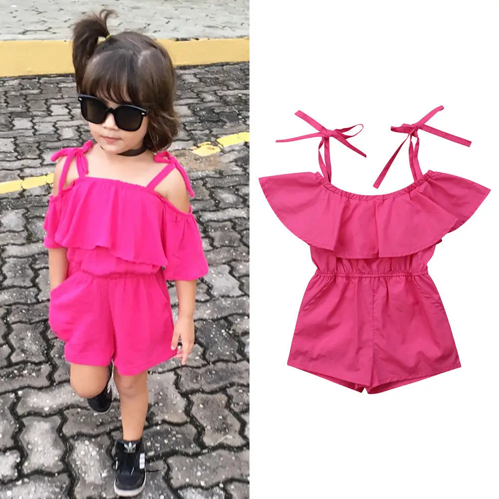 Симпатичные новорожденных одежда для малышей девочек с открытыми плечами