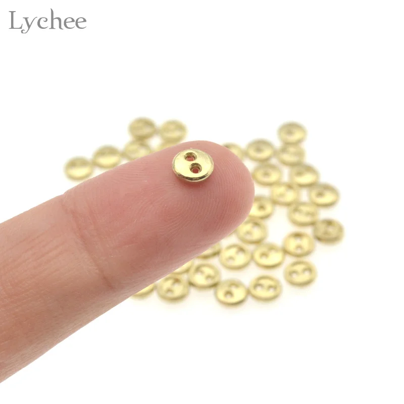 Lychee Life 50 шт. 5 мм Мини пуговица для куклы DIY Ручная работа швейная с 2 отверстиями