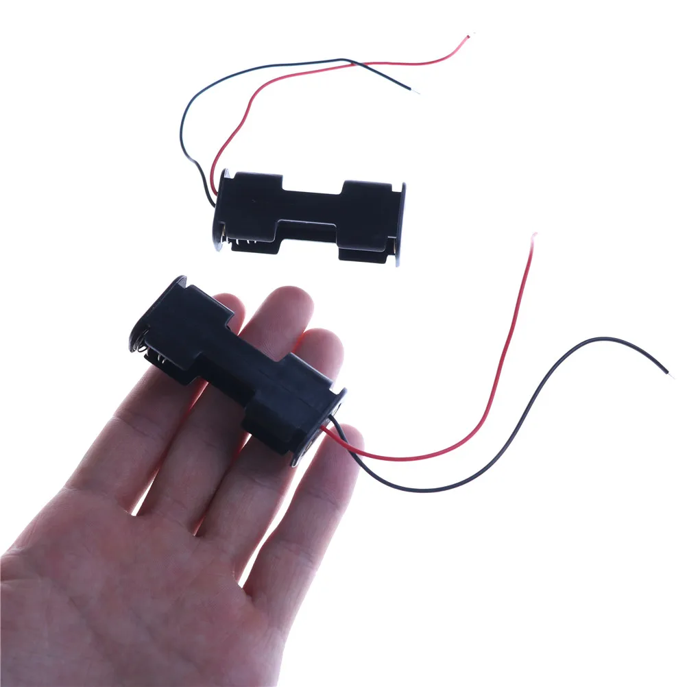 Черный проводной разъем 2 шт./лот для держателя батарейки AA пластиковый корпус