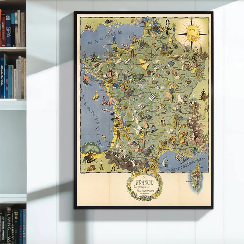 1948 винтажная карта Франции древние карты Ретро холст картины крафт-постеры