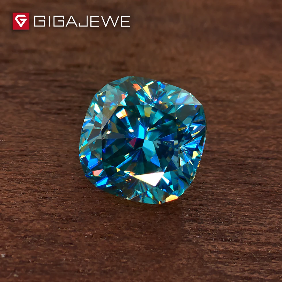 GIGAJEWE Cyan синяя Подушка Большой размер 5.8ct 13.4ct свободный алмаз тест прошел Moissanite