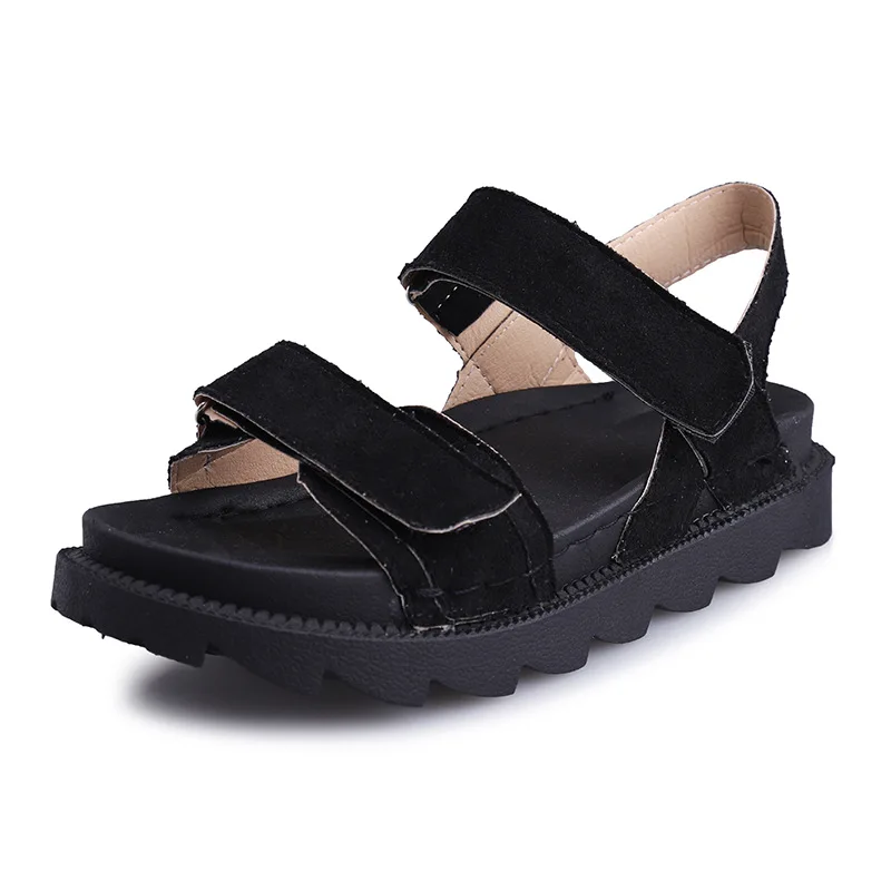 Сандалии женские с открытым носком на плоской платформе базовые туфли крючком и