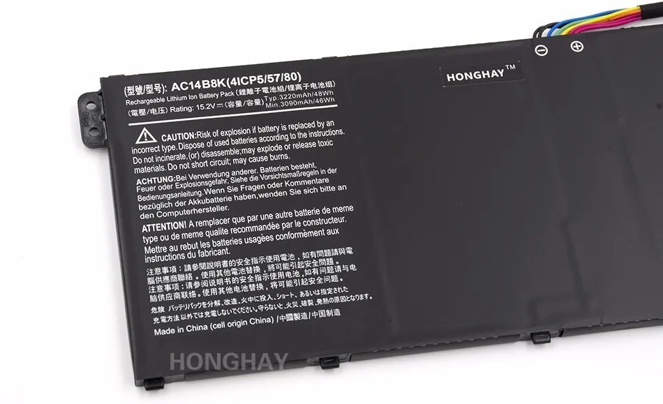 Honghay AC14B8K ноутбук Батарея для ACER Aspire V3-111P CB3-111 CB5-311 B115P NE512 V3-371 V3-111 ES1-711 4ICP5/57/80 Chromebook