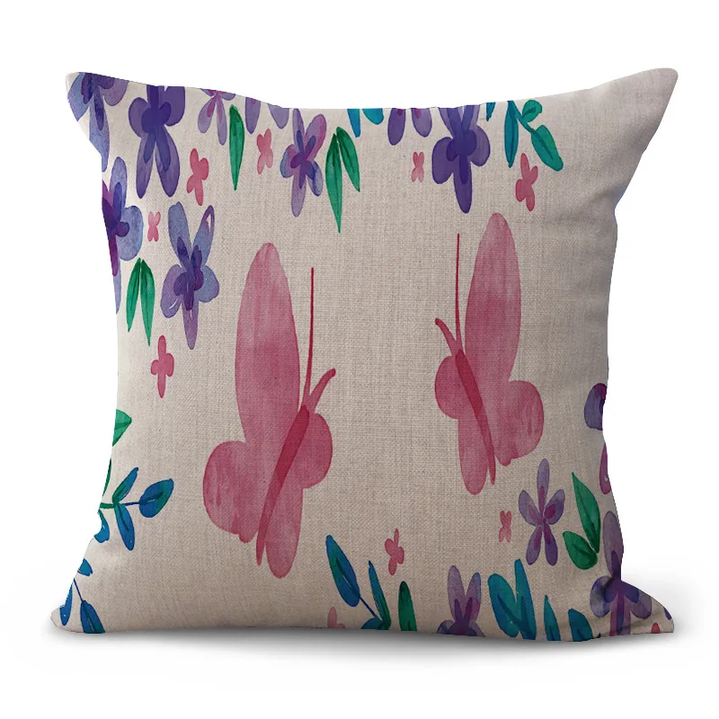 Декоративная Подушка Чехол бабочка Цвет живопись 17 5 дюймов хлопок из льна для