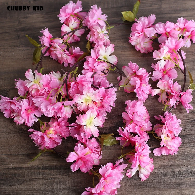 12 шт./лот! Оптовая продажа 100% искусственные цветы вишни Hi-Q лоза свадебная арка