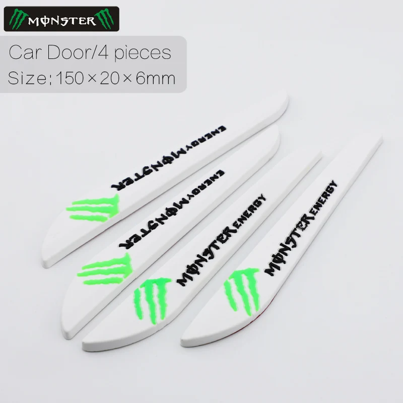 Monster white 4pcs Автомобильная Дверь Зеркало заднего вида против столкновений полоски для укладки молдинги Защита от царапин защита края для Mazda Skoda peugeot Ford Vw - Цвет: Monster white 4pcs