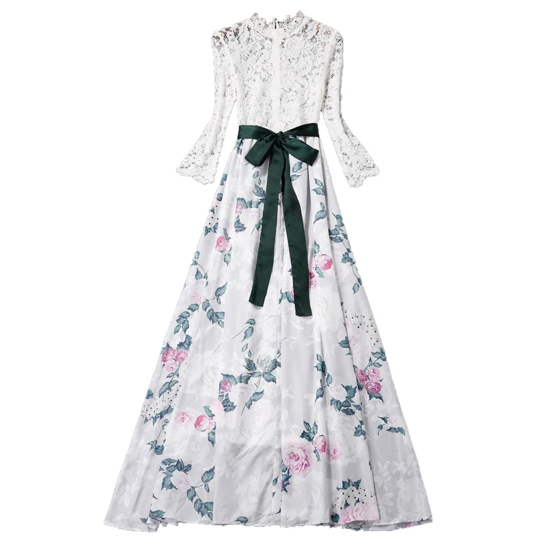 Высокое качество Новая Мода 2017 дизайнерское подиумное макси платье женское с