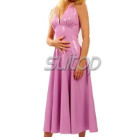 suitop sleeveless latex one piece long dress