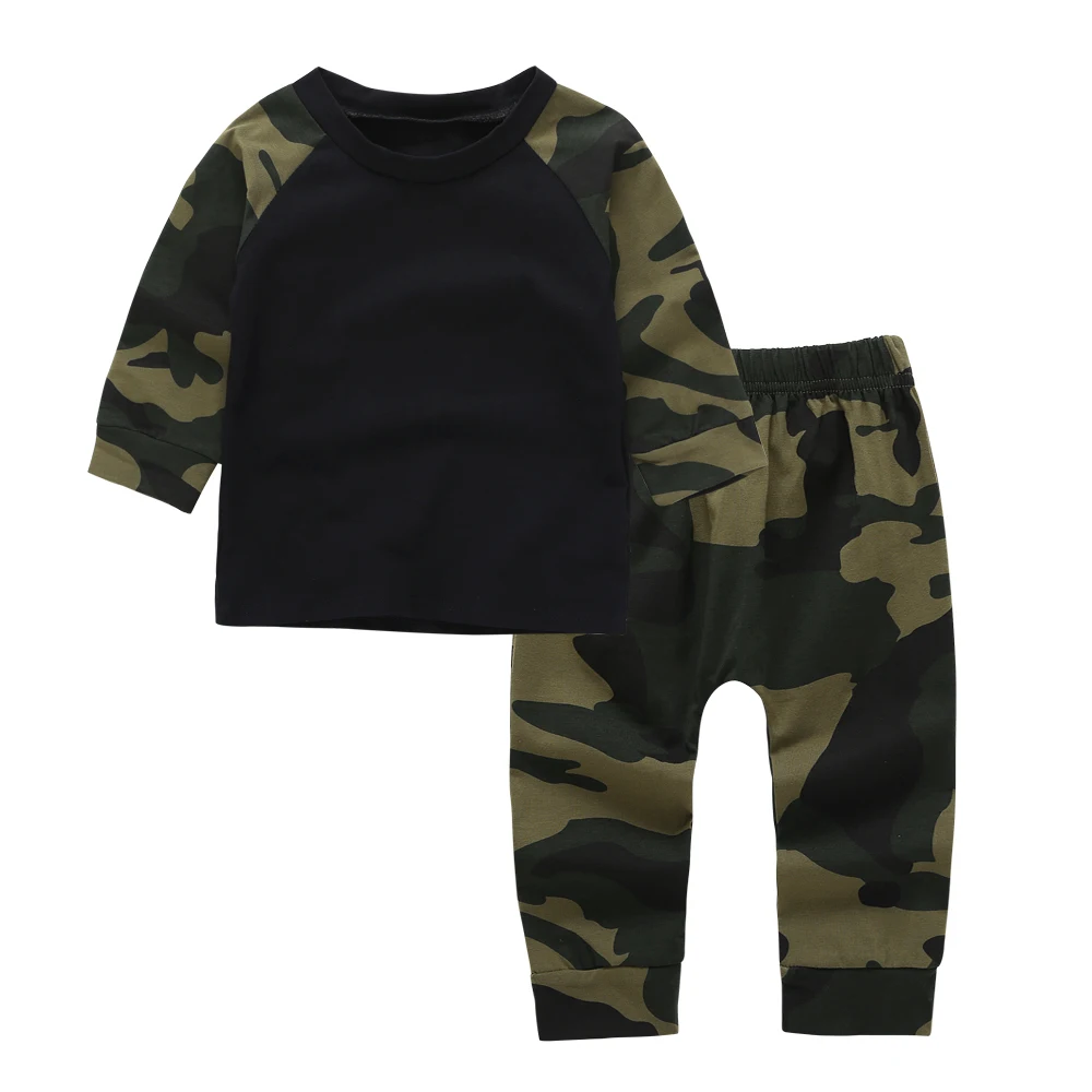 Осенняя одежда для новорожденных мальчиков и девочек хлопковая камуфляжная
