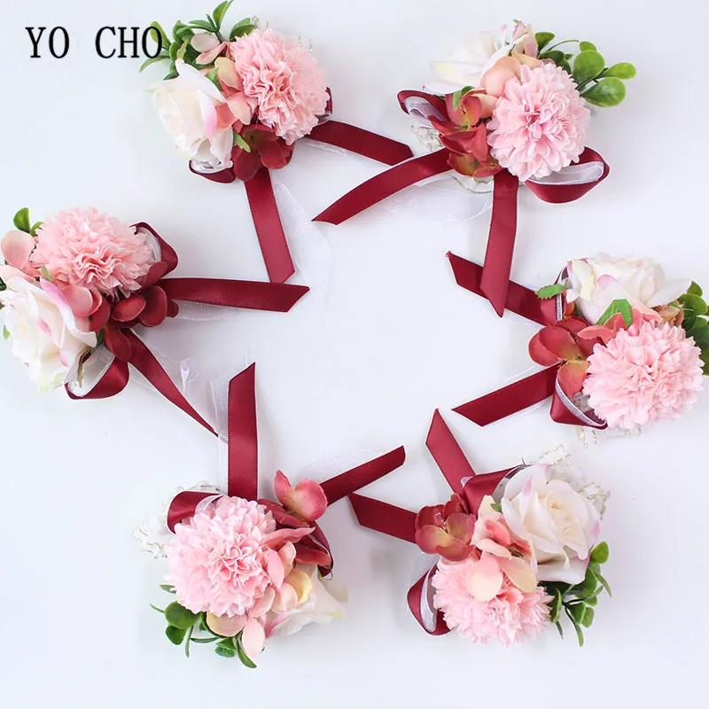 YO CHO белая свадебная бутоньерка ручной работы на запястье цветы синие корсажи