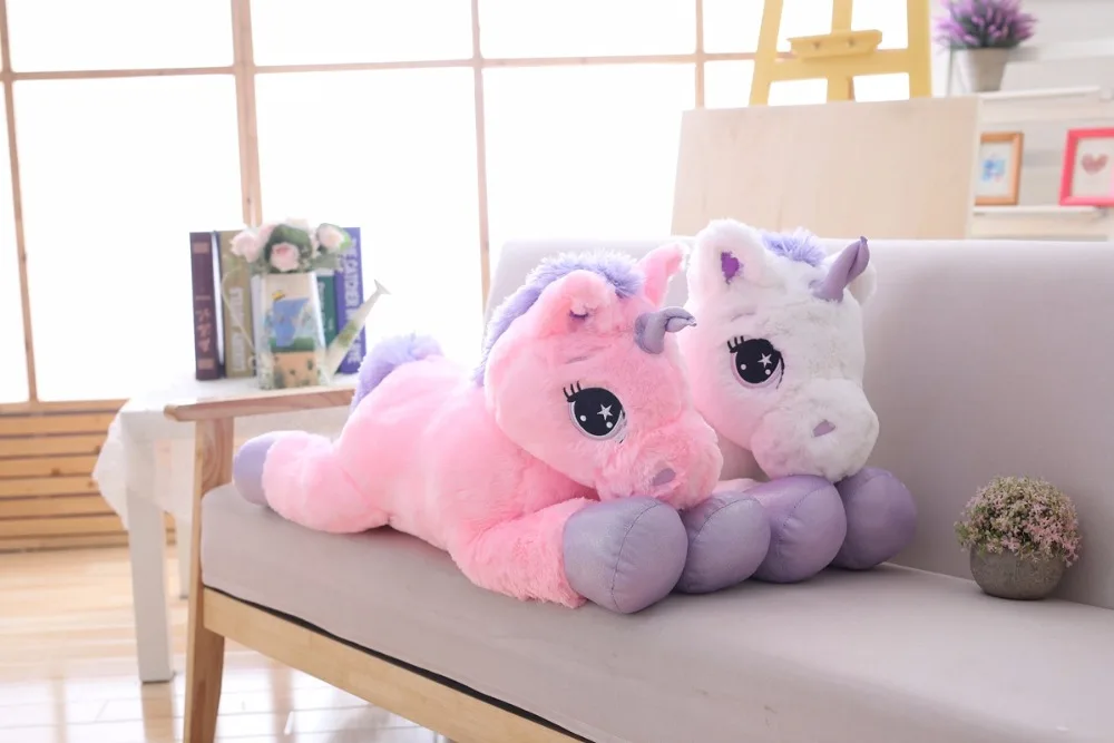 85cm/100cm White Unicorn Plush Toys Giant Unicorn Stuffed Animal Horse Toy Soft Unicornio Peluche Doll Gift Children Photo Props