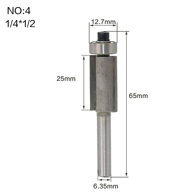 1pcs 1/4" 1/2" Shank Flush Trim Router Bits for wood Trimming Cutters with bearing woodworking tool endmill milling cutter