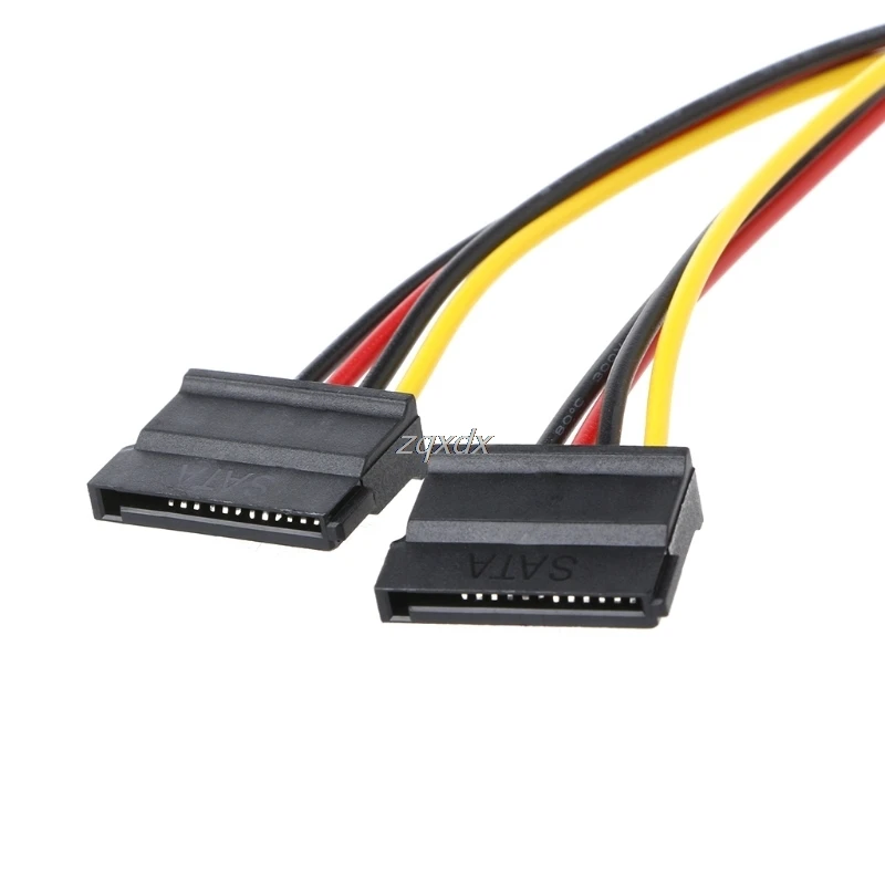 20cm SATA Power Cable Splitter Molex 4pin to Serial ATA 15pin x 2 Male Female Y Hard Drive Cables High Quality Whosale&Dropship|sata power cable