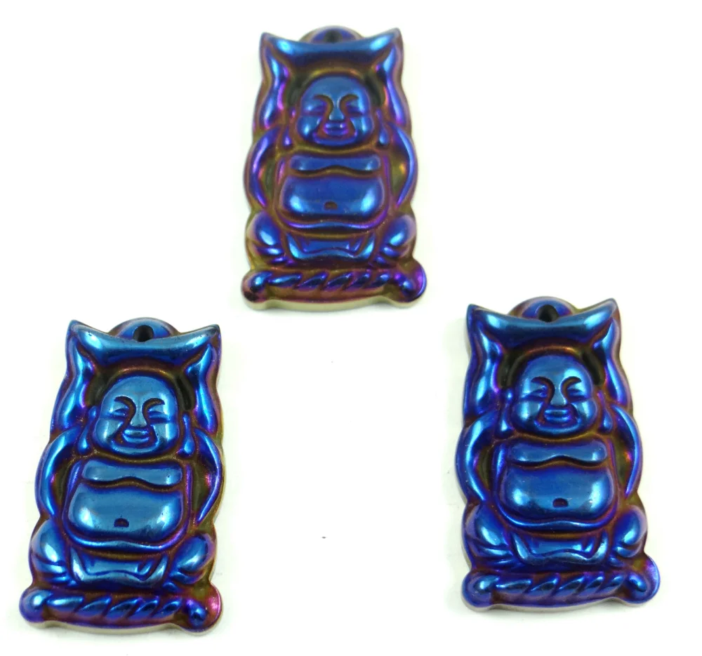 Натуральный кварцевый кристалл титановый гематит ручная работа подвеска Будды