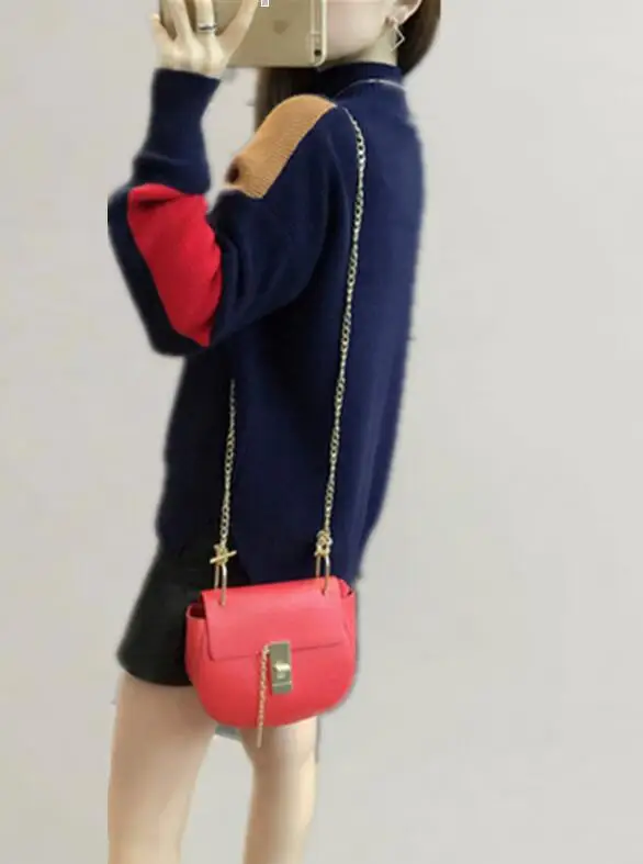 Sweater Women 2021 Autumn And Winter Knit Patchwork Short semi-high Collar Loose women's Sweaters Pullovers Vestidos LXJ448 | Женская