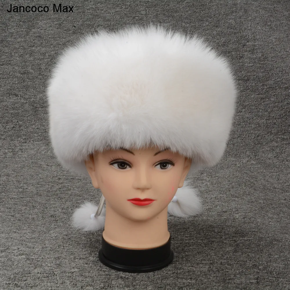 Jancoco Max натуральным лисьим мехом меховые шапки-бомберы зимние Для женщин теплые высокое качество модные бейсболки новое поступление S7148