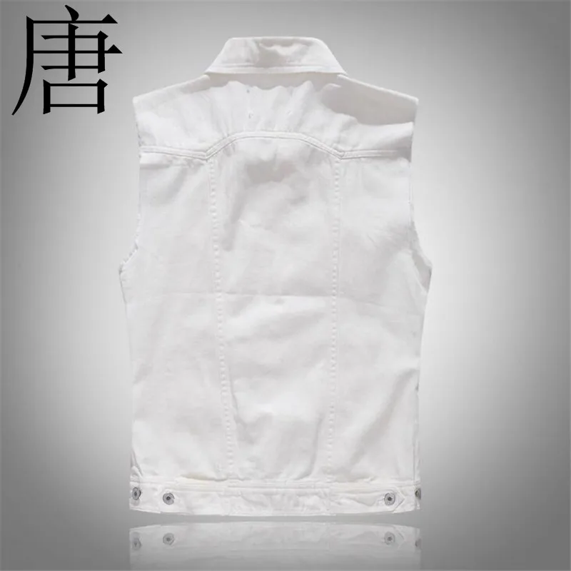 Мужской новый брендовый джинсовый жилет Tang cool 2019 Модная белая маникюрная куртка