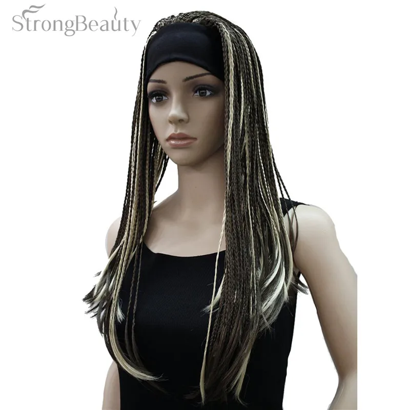 StrongBeauty синтетические женские длинные парики Плетеный вязаный крючком волосы с оголовьем половина парик