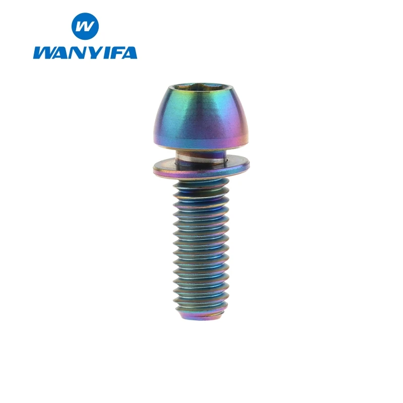 Rainbow M6X18 Ваньифа Винт С Титановым болтом M6x18mm M6x20mm полукруглая головка с шайбой для крепления велосипедного тормоза - Цвет: Rainbow M6X18