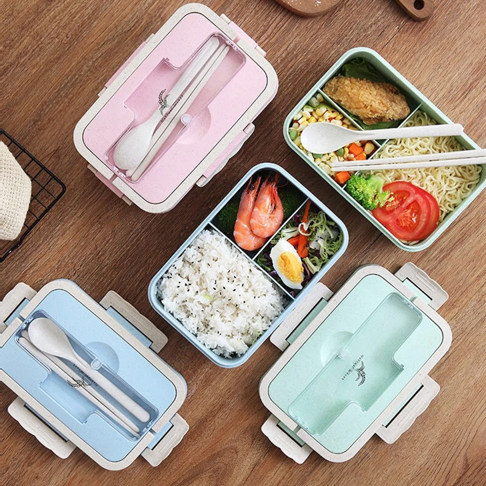 Ланч-бокс из пшеничной соломы Bento box Портативный экологически чистый микроволновая печь контейнер для хранения для Детей школьников