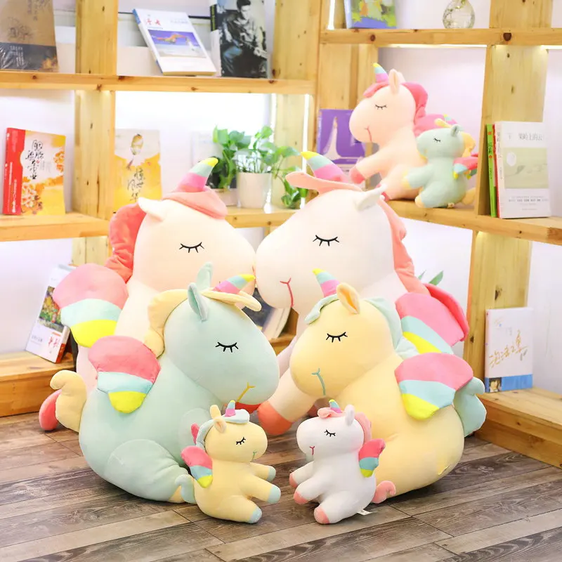 Плюшевая игрушка YESFEIER в виде сидящего единорога мягкая мультяшная Подушка