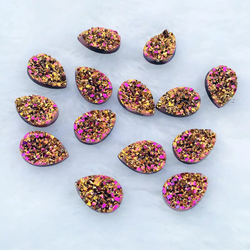 Glitter Rose Gold DIY Rhinestone buttons Water Drop 10*14mm Ore AB Resin Crystals Stones 50pcs/lot S33|Стразы| |