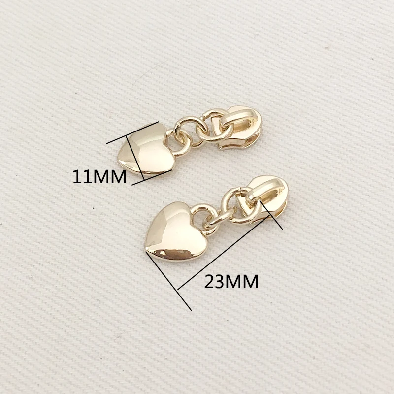 F-11x23mm 10 шт. Lightgold металлические ползунки для молнии для 3# нейлоновые молнии куртки одежда молнии головы молния Ремонтный комплект DIY сумка Аксессуары - Цвет: F-11x23mm