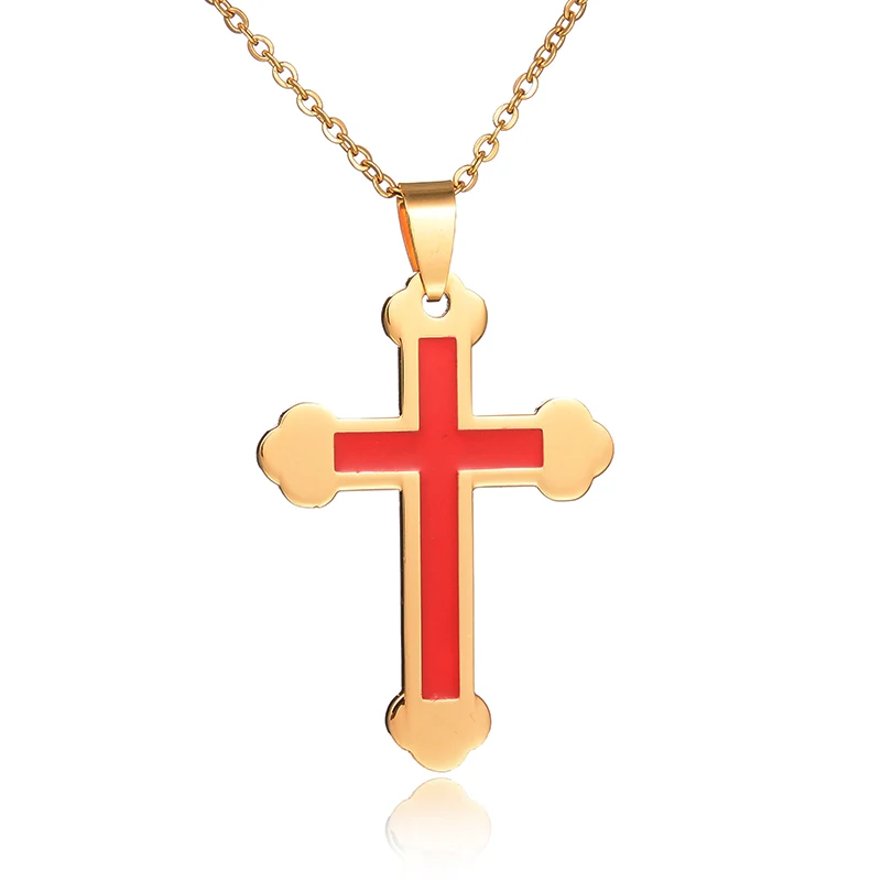 Ожерелье с красным крестом Nextvance из нержавеющей стали Золотое простое ожерелье