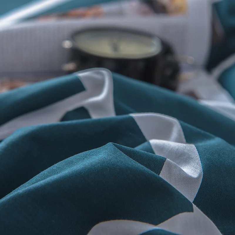 100% хлопок пододеяльник Твин Полный Королева Размер Серый полосатый сетки одеяло