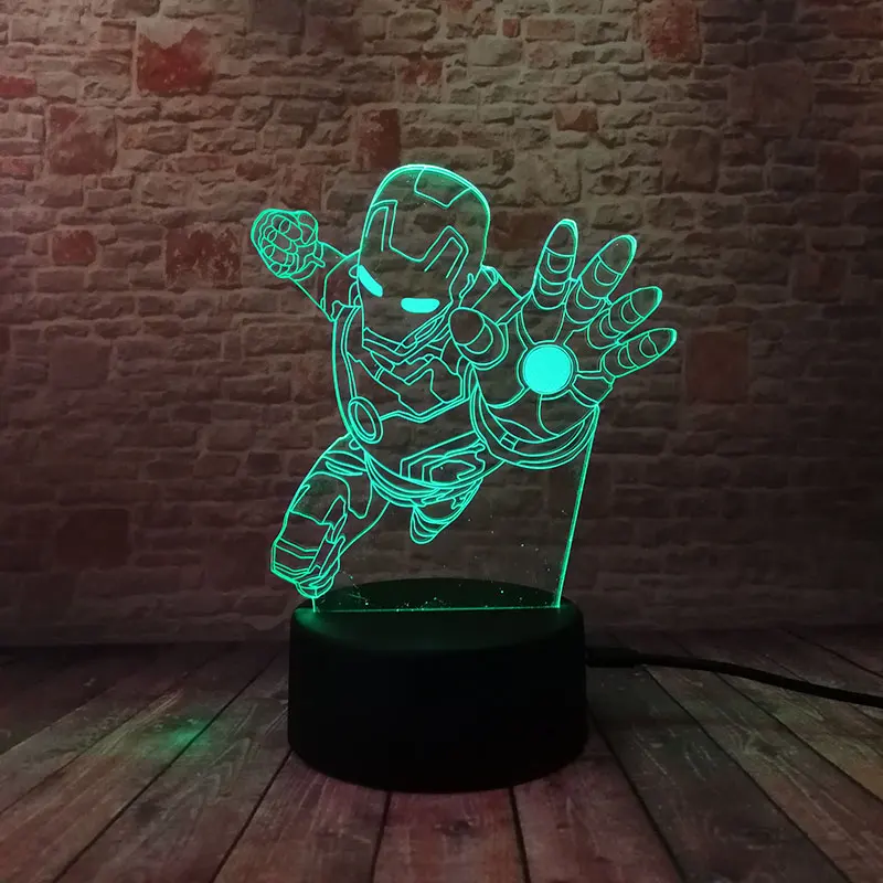 Мстители Железный человек Figma Модель 3D иллюзия светодиодный ночной Светильник красочный мигающий светильник Marvel Super Heros Ironman фигурка игрушки