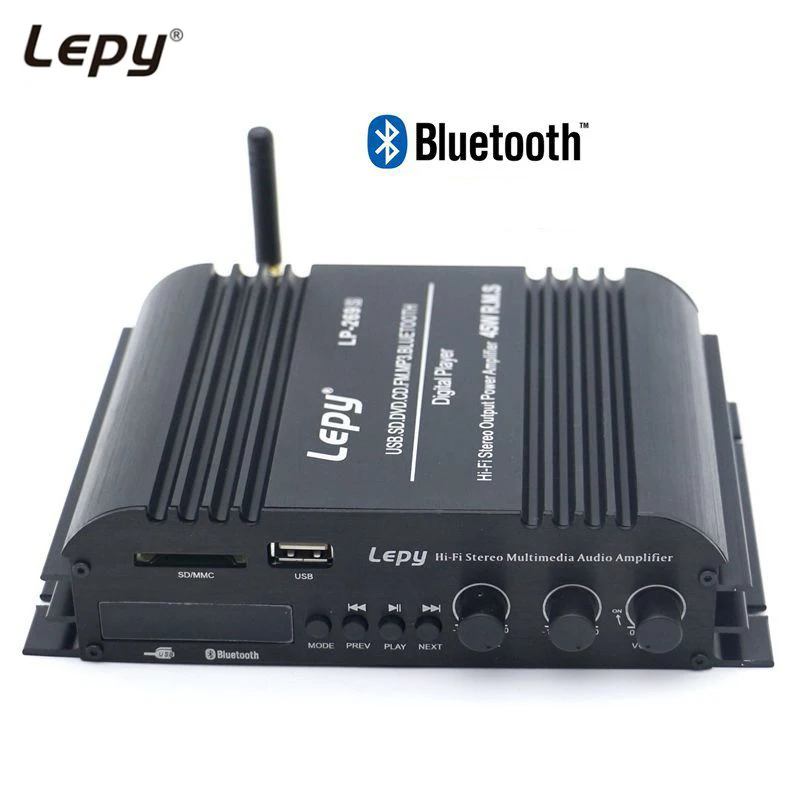 Lepy-AMPLIFICADOR DE LP-269S con Bluetooth, amplificador estéreo Digital de 4 canales, Hifi, 3,5mm, AUX, USB, SD, FM, para ordenador de casa y coche