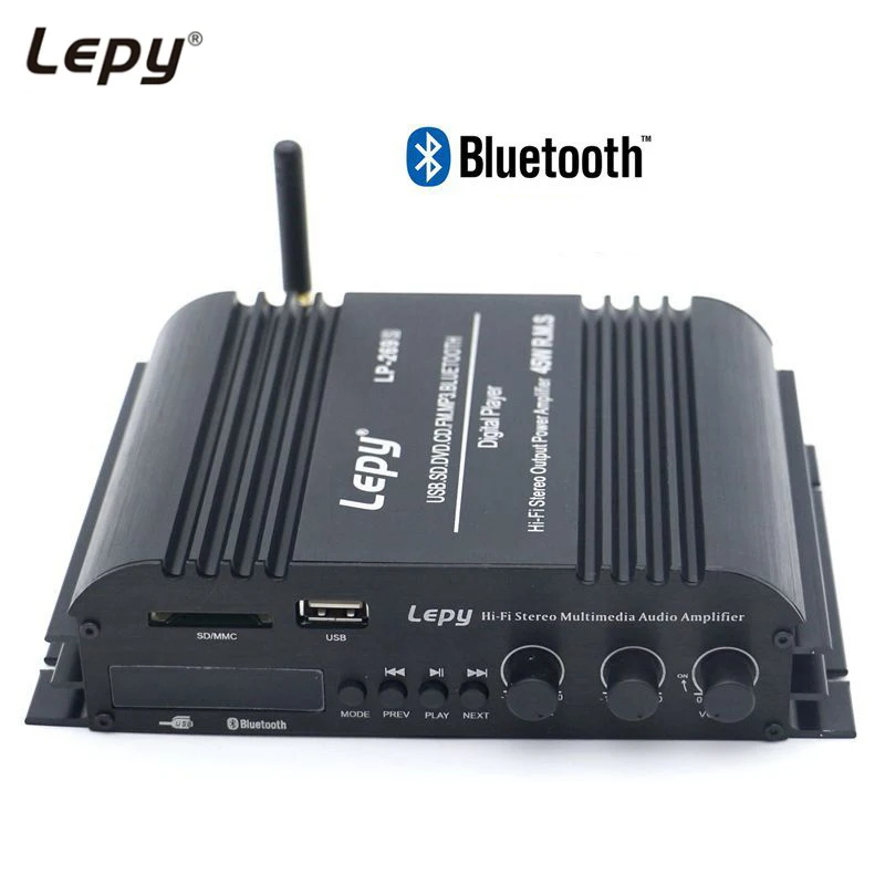 Lepy 4 канальный Hi Fi Bluetooth усилитель 3 5 мм AUX USB SD FM цифровой стерео для автомобиля