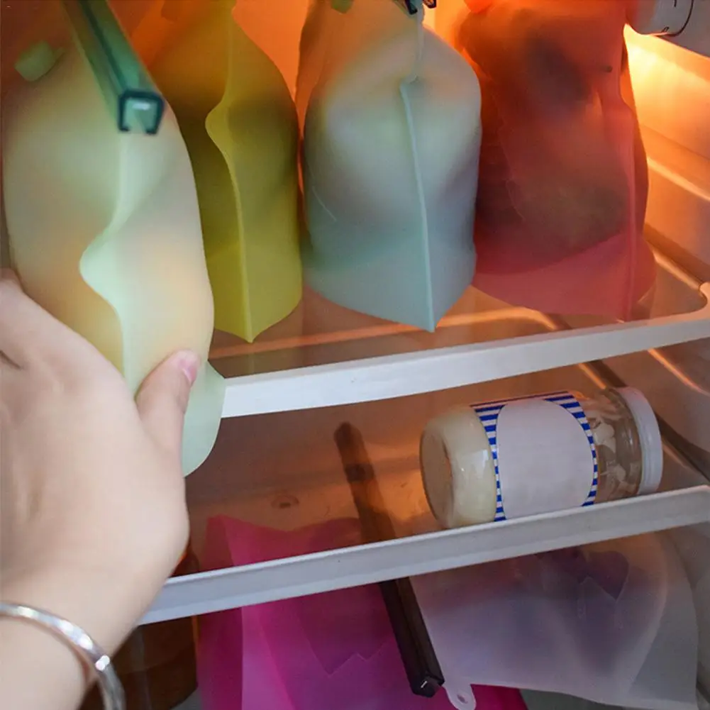 4 шт. кухонный силиконовый мешок для хранения с указателем даты 1000 мл домашние