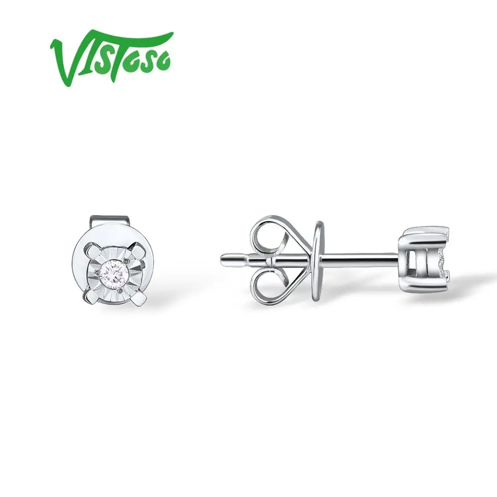 VISTOSO Pure 14K 585 белые Золотые сверкающие иллюзии-набор чудо-пластины алмазные серьги для женщин модные ювелирные изделия
