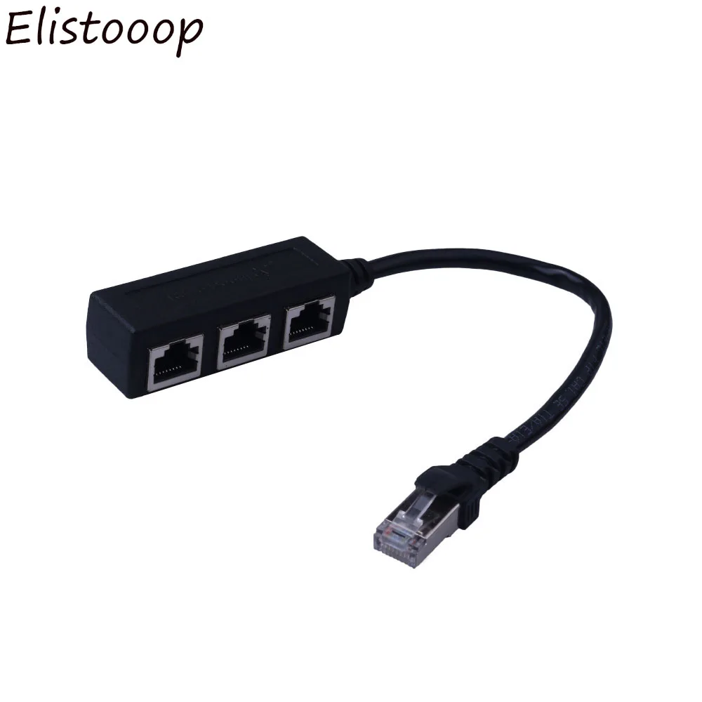 Разветвитель Elistooop для локальной сети Ethernet RJ45 удлинитель с 1 на 3 разъемами