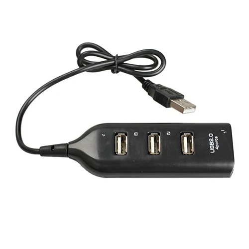 

4 Port Splitter USB 2.0 High Speed Black Mini Hub Socket Adapter for Laptop PC