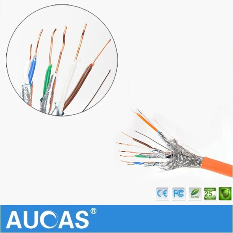 AUCAS 10 м/20 м возможностью погружения на глубину до 30 4 пары витой Cat7 RJ45 кабель FTP Solid