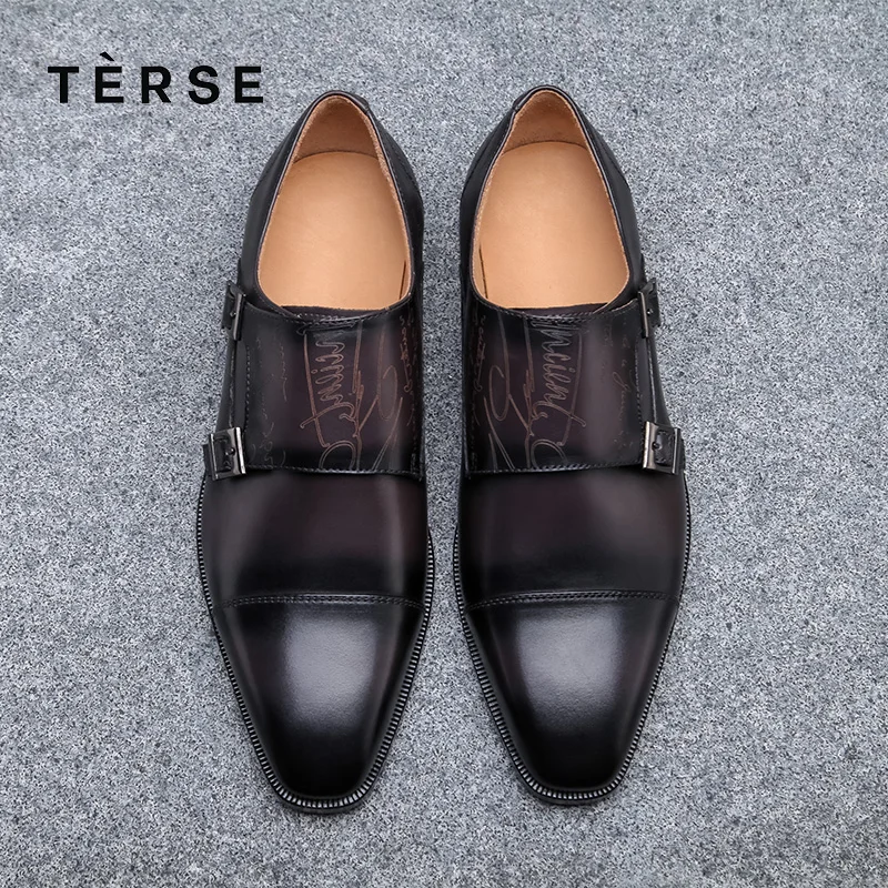 TERSE_Leather монах обувь для мужчин ручной работы винтажные туфли наивысшего качества