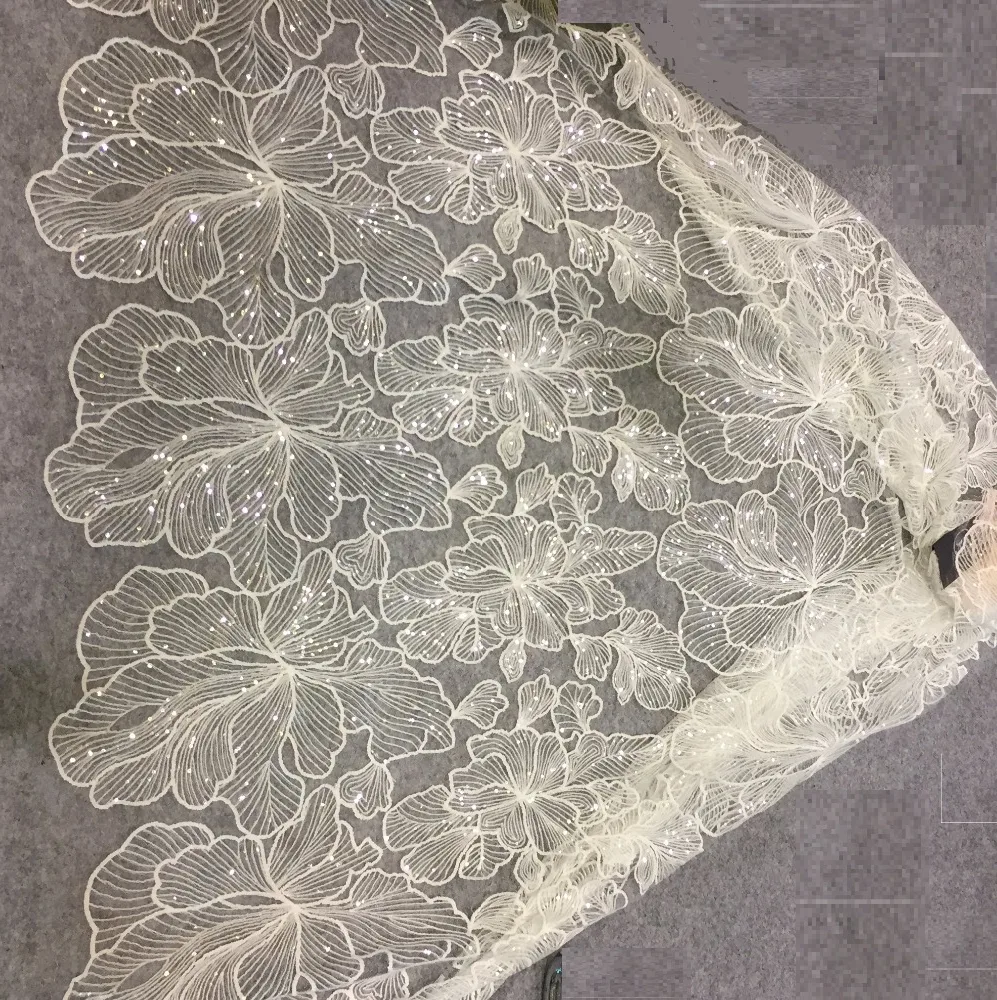 Блестки aso ebi большой цветок Вышивка Ткань 5 ярдов/партия для свадебного