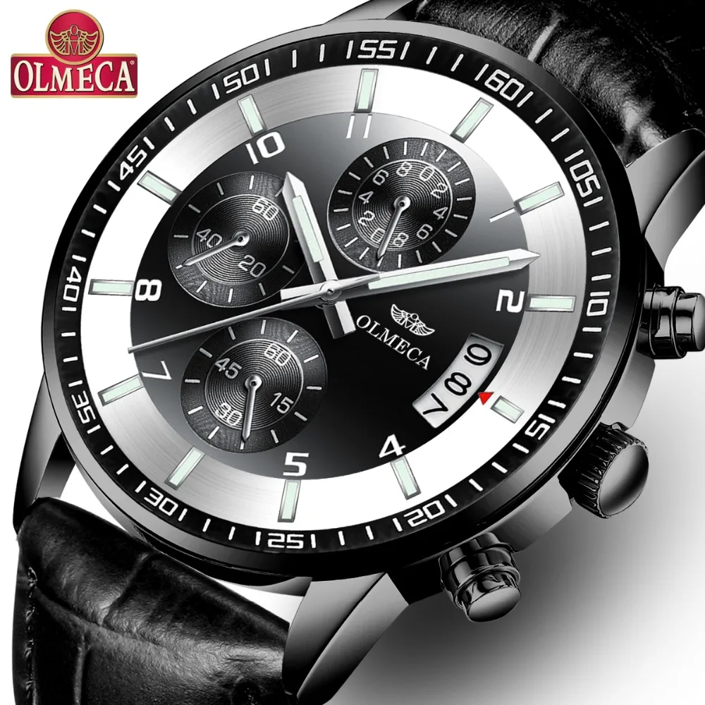 Фото OLMECA мужские наручные часы Модные Роскошные Кварцевые relogio masculino черные военные Авто Дата 30 м | Отзывы и видеообзор (32952737270)