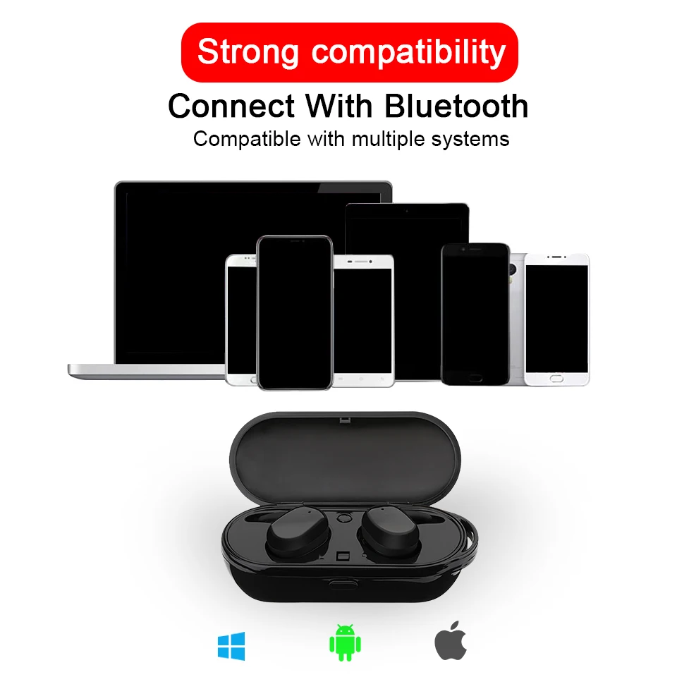 Беспроводные наушники Mini Dual V5.0 Bluetooth 3D стерео звук с двойным микрофоном и