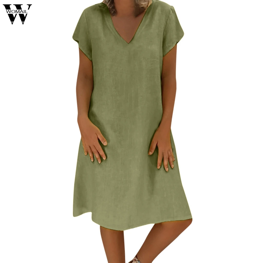Womail женское платье, Летний стиль, Feminino Vestido, футболка, хлопок, на каждый день, размера плюс, для девушек, летние льняные платья, dropship, May16