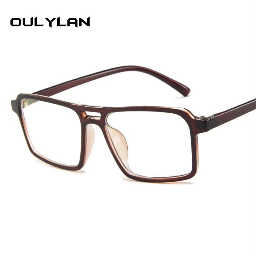 Oulylan, Ретро стиль, оправа для очков, для женщин, модный бренд, дизайнерская, двойной луч, оправа для очков, для мужчин, прозрачные линзы, унисекс, очки