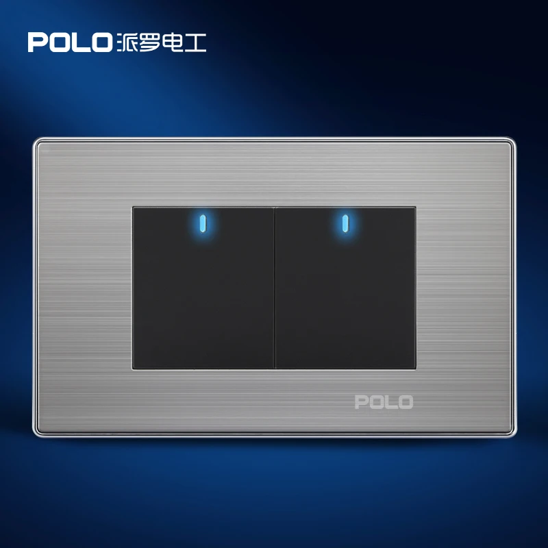 Free Shipping POLO luxury wall switch panel 118MM*72MM LED Light Tap 110~250V 2 Gang Way Smart Home | Обустройство дома