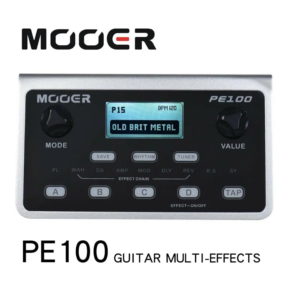 Процессор для гитары MOOER PE100 с несколькими эффектами педаль 39 40 узорами барабана 10